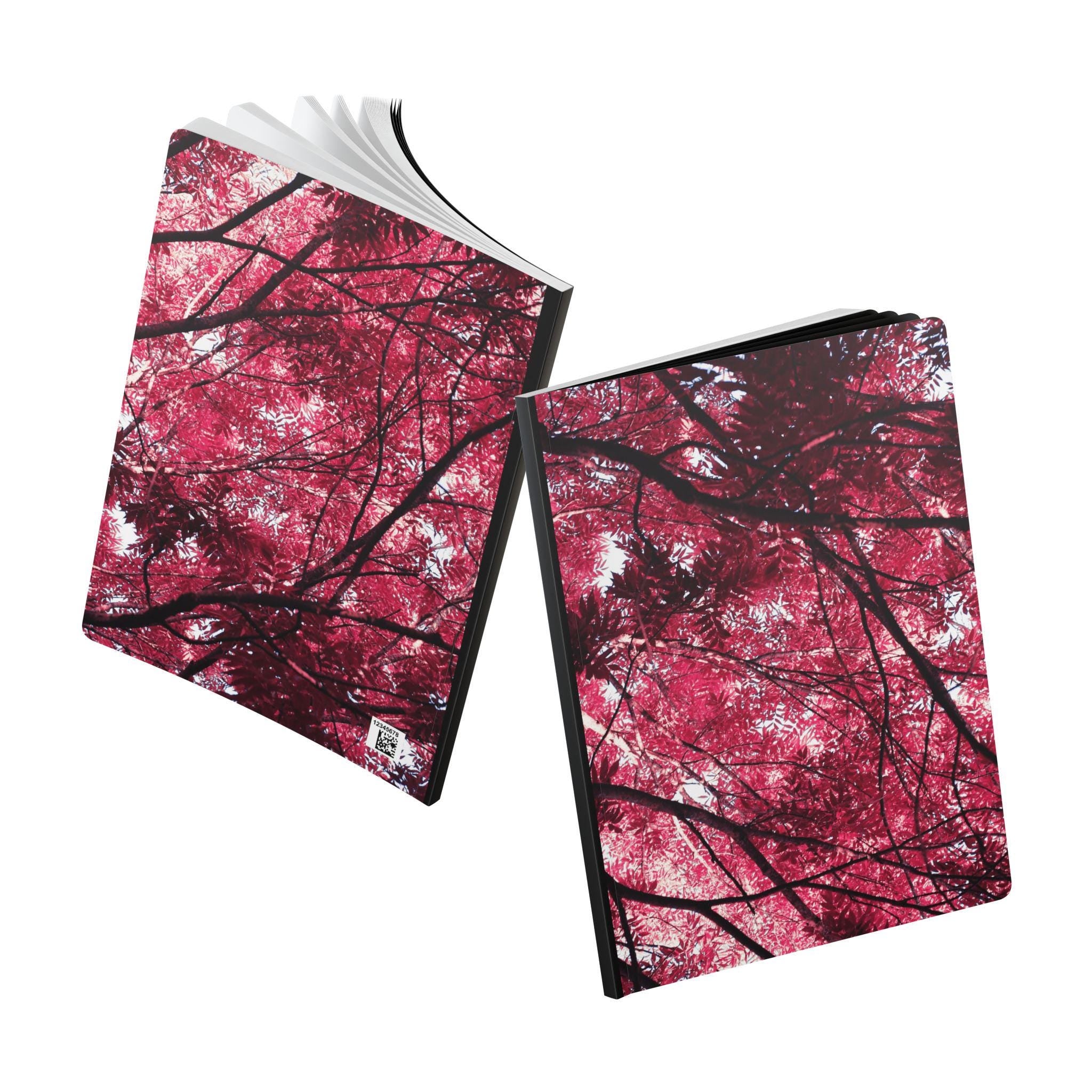 Pink and Black Nature Inspired Softcover Journal. Aesthetic Notebook for Writing. Daily Planner. Organisation tool.